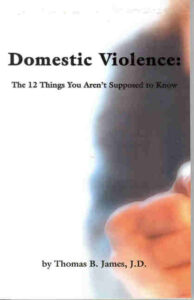 Cover of "Domestic Violence by Thomas B James," book showing a clenched fist along with book title and author name